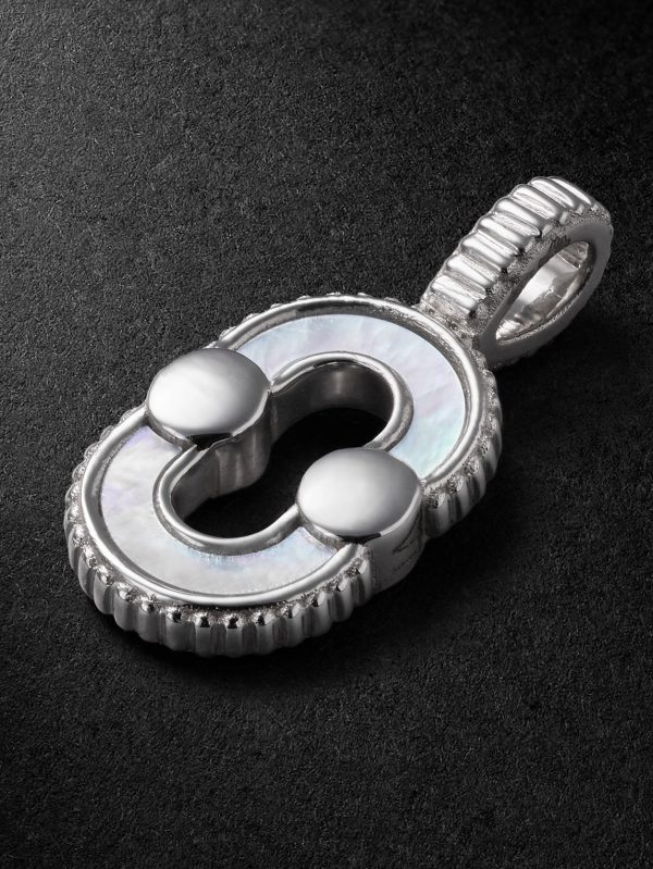 Magnetic 18-Karat White Gold, Onyx and Mother-of-Pearl Pendant - CU Magnetic 18-Karat White Gold, Onyx and Mother-of-Pearl Pendant - CU