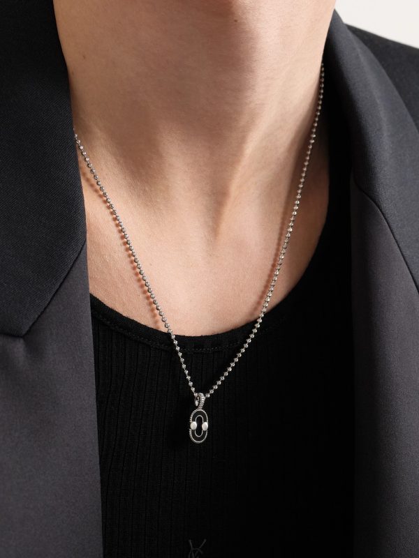 Magnetic 18-Karat White Gold, Onyx and Mother-of-Pearl Pendant - FR Magnetic 18-Karat White Gold, Onyx and Mother-of-Pearl Pendant - FR
