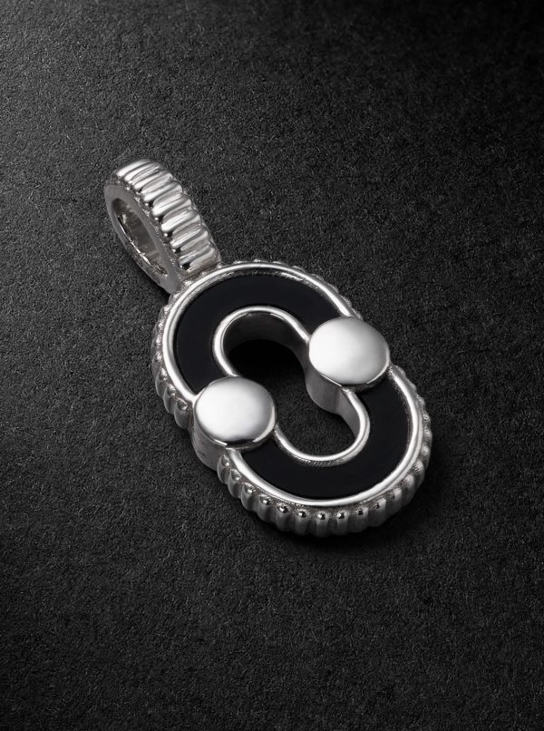Magnetic 18-Karat White Gold, Onyx and Mother-of-Pearl Pendant Magnetic 18-Karat White Gold, Onyx and Mother-of-Pearl Pendant