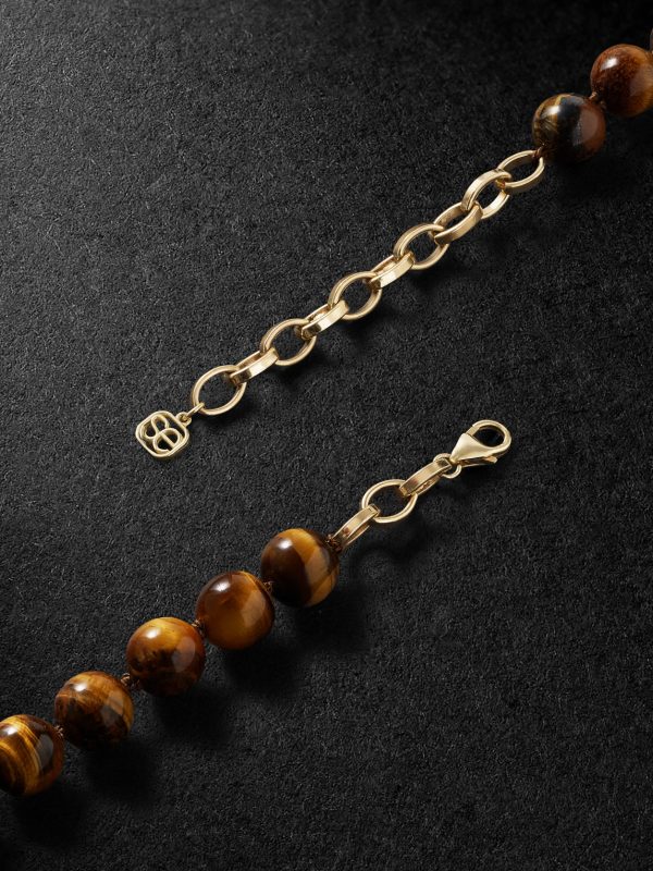 14-Karat Gold, Tiger's Eye and Diamond Necklace - BK