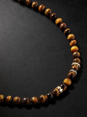 14-Karat Gold, Tiger's Eye and Diamond Necklace 14-Karat Gold, Tiger's Eye and Diamond Necklace