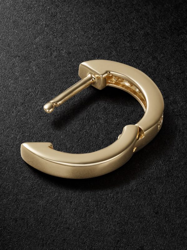 14-Karat Gold Diamond Single Hoop Earring - BK 14-Karat Gold Diamond Single Hoop Earring - BK