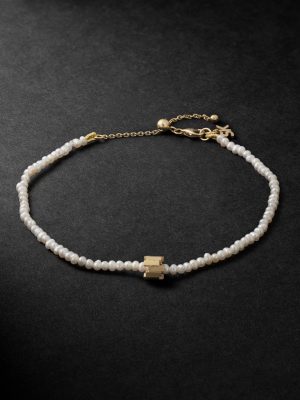 Infinite 18-Karat Gold Pearl Beaded Bracelet