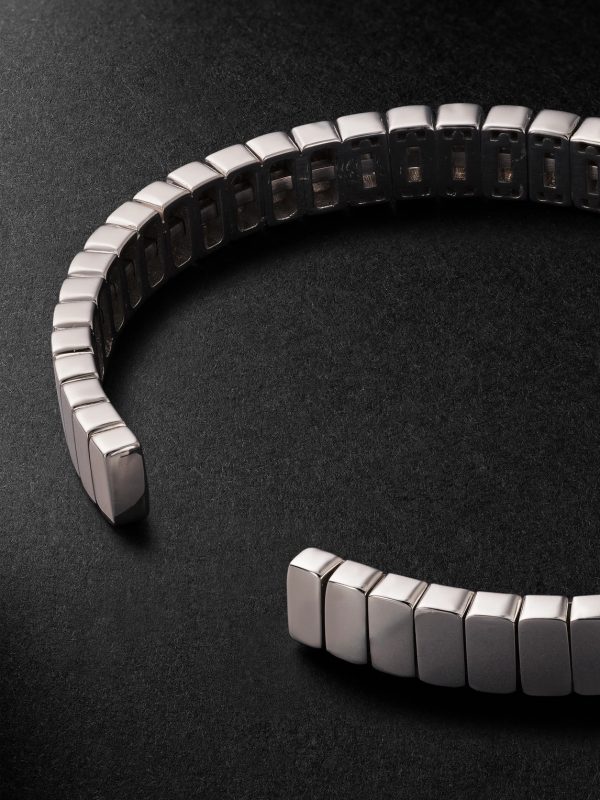 Inlay 18-Karat White Gold Diamond Bangle - BK Inlay 18-Karat White Gold Diamond Bangle - BK