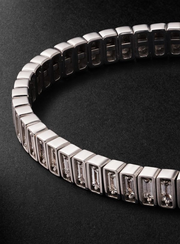 Inlay 18-Karat White Gold Diamond Bangle - CU Inlay 18-Karat White Gold Diamond Bangle - CU