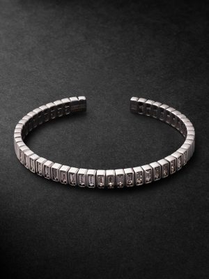 Inlay 18-Karat White Gold Diamond Bangle Inlay 18-Karat White Gold Diamond Bangle