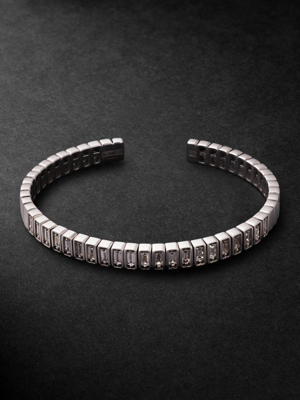 Inlay 18-Karat White Gold Diamond Bangle Inlay 18-Karat White Gold Diamond Bangle