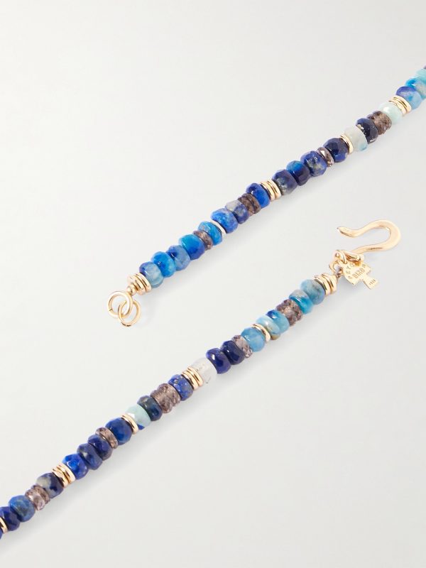 Night Owl Gold-Plated Spinel, Apatite and Ethiopian Opal Beaded Necklace - BK