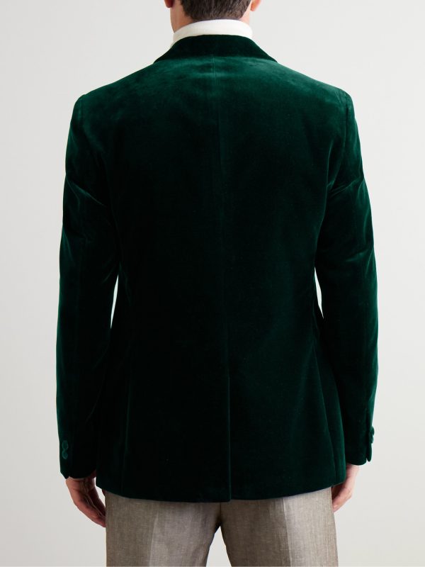 Slim-Fit Shawl-Collar Cotton-Velvet Tuxedo Jacket - BK Slim-Fit Shawl-Collar Cotton-Velvet Tuxedo Jacket - BK