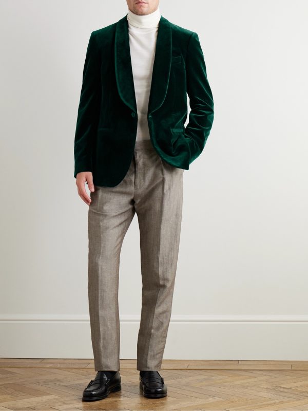 Slim-Fit Shawl-Collar Cotton-Velvet Tuxedo Jacket - OU Slim-Fit Shawl-Collar Cotton-Velvet Tuxedo Jacket - OU