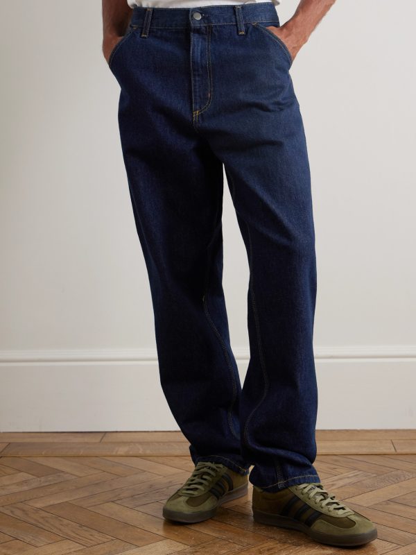 Single Knee Straight-Leg Logo-Appliquéd Jeans - FR
