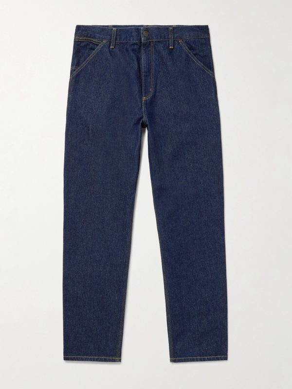 Single Knee Straight-Leg Logo-Appliquéd Jeans