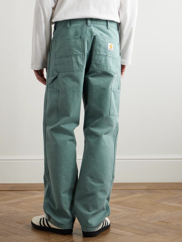 Double Knee Wide-Leg Organic Cotton-Canvas Carpenter Trousers - BK