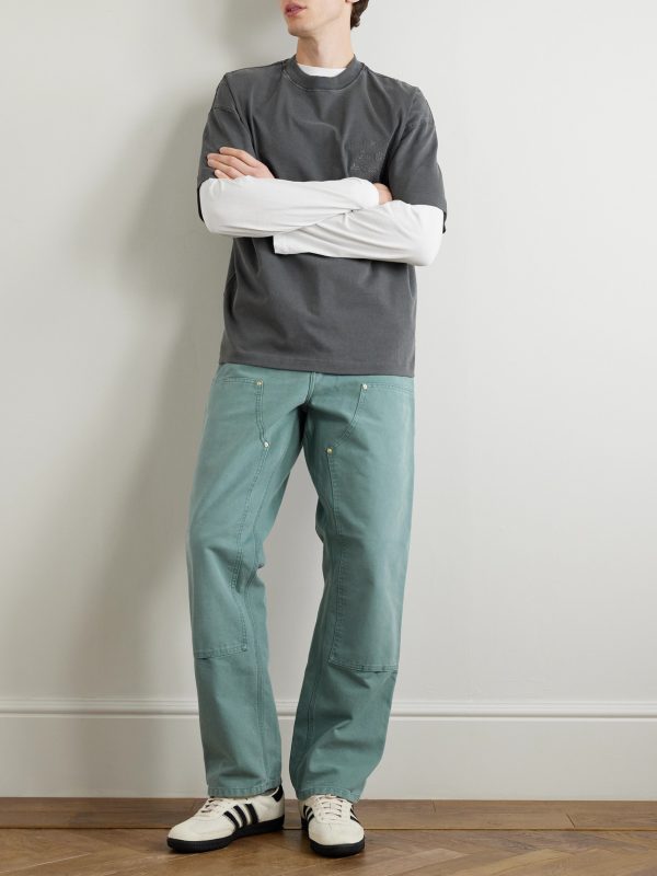 Double Knee Wide-Leg Organic Cotton-Canvas Carpenter Trousers - OU