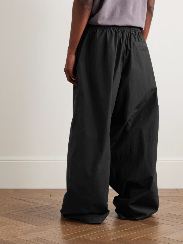 Wide-Leg Cotton and Nylon-Blend Trousers - BK Wide-Leg Cotton and Nylon-Blend Trousers - BK