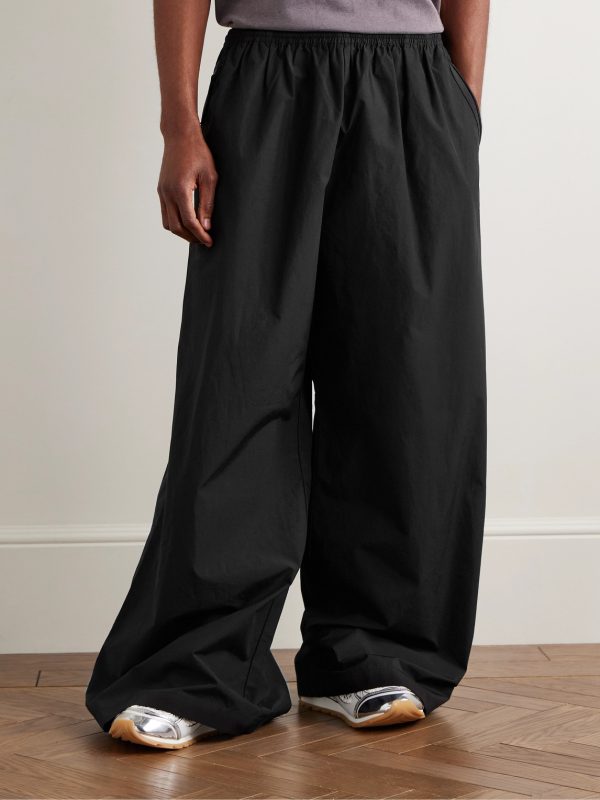 Wide-Leg Cotton and Nylon-Blend Trousers - FR Wide-Leg Cotton and Nylon-Blend Trousers - FR