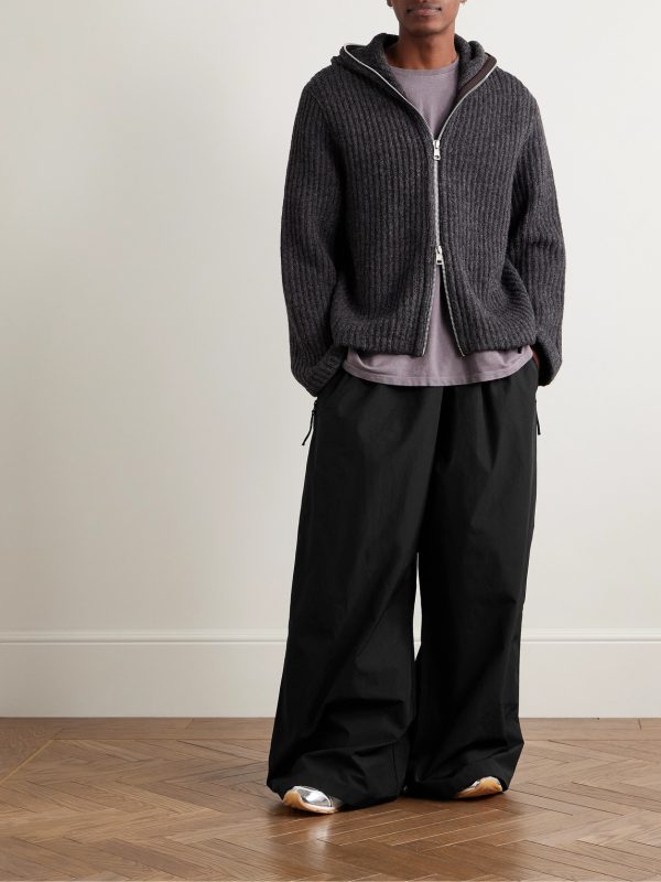 Wide-Leg Cotton and Nylon-Blend Trousers - OU Wide-Leg Cotton and Nylon-Blend Trousers - OU