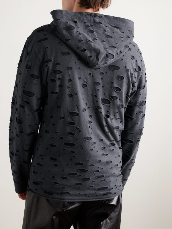 Eipe Distressed Cotton-Jersey Hoodie - BK Eipe Distressed Cotton-Jersey Hoodie - BK