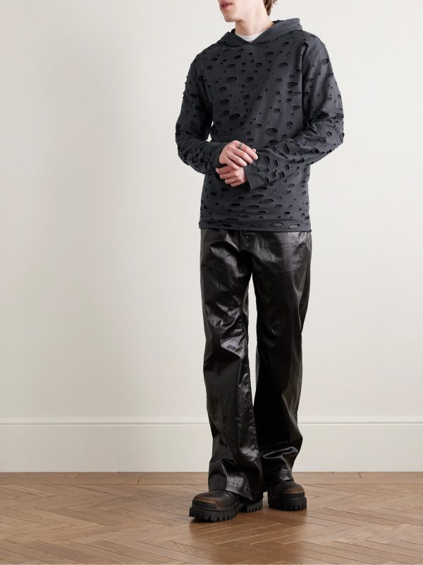 Eipe Distressed Cotton-Jersey Hoodie - OU Eipe Distressed Cotton-Jersey Hoodie - OU