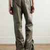 Straight-Leg Zip-Detailed Leather Drawstring Trousers - BK Straight-Leg Zip-Detailed Leather Drawstring Trousers - BK
