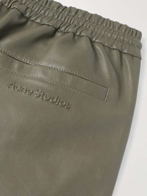 Straight-Leg Zip-Detailed Leather Drawstring Trousers - CU Straight-Leg Zip-Detailed Leather Drawstring Trousers - CU