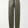 Straight-Leg Zip-Detailed Leather Drawstring Trousers Straight-Leg Zip-Detailed Leather Drawstring Trousers