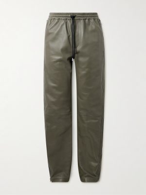 Straight-Leg Zip-Detailed Leather Drawstring Trousers Straight-Leg Zip-Detailed Leather Drawstring Trousers
