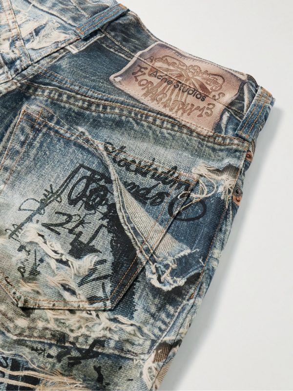 Wide-Leg Printed Jeans - E1