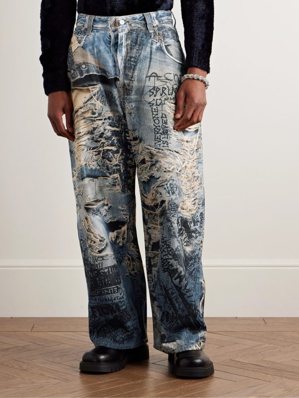 Wide-Leg Printed Jeans - FR