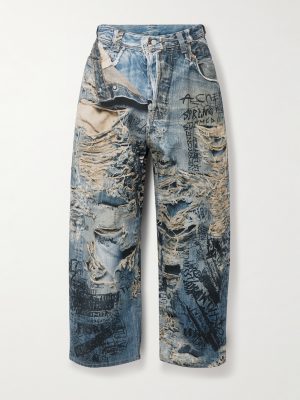 Wide-Leg Printed Jeans
