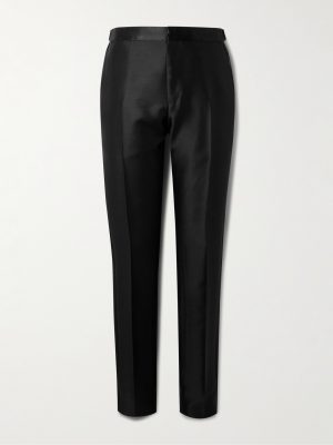 Straight-Leg Satin-Trimmed Wool, Mohair and Silk-Blend Tuxedo Trousers