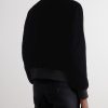 Full-Grain Leather-Trimmed Velvet Bomber Jacket - BK Full-Grain Leather-Trimmed Velvet Bomber Jacket - BK