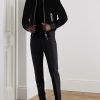 Full-Grain Leather-Trimmed Velvet Bomber Jacket - OU Full-Grain Leather-Trimmed Velvet Bomber Jacket - OU