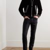 Full-Grain Leather-Trimmed Velvet Bomber Jacket - OU Full-Grain Leather-Trimmed Velvet Bomber Jacket - OU