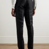 Straight-Leg Velvet-Trimmed Wool, Mohair and Silk-Blend Tuxedo Trousers - BK Straight-Leg Velvet-Trimmed Wool, Mohair and Silk-Blend Tuxedo Trousers - BK
