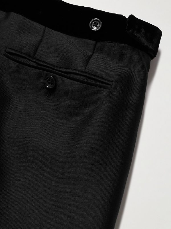 Straight-Leg Velvet-Trimmed Wool, Mohair and Silk-Blend Tuxedo Trousers - CU Straight-Leg Velvet-Trimmed Wool, Mohair and Silk-Blend Tuxedo Trousers - CU