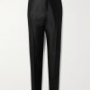 Straight-Leg Velvet-Trimmed Wool, Mohair and Silk-Blend Tuxedo Trousers Straight-Leg Velvet-Trimmed Wool, Mohair and Silk-Blend Tuxedo Trousers