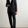 Straight-Leg Velvet-Trimmed Wool, Mohair and Silk-Blend Tuxedo Trousers - OU Straight-Leg Velvet-Trimmed Wool, Mohair and Silk-Blend Tuxedo Trousers - OU