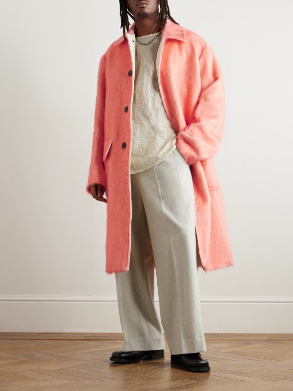 Oversized Brushed Alpaca, Cotton and Wool-Blend Coat - OU