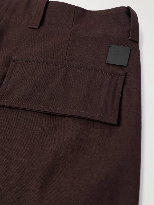 Wide-Leg Logo-Appliquéd Cotton-Canvas Trousers - CU