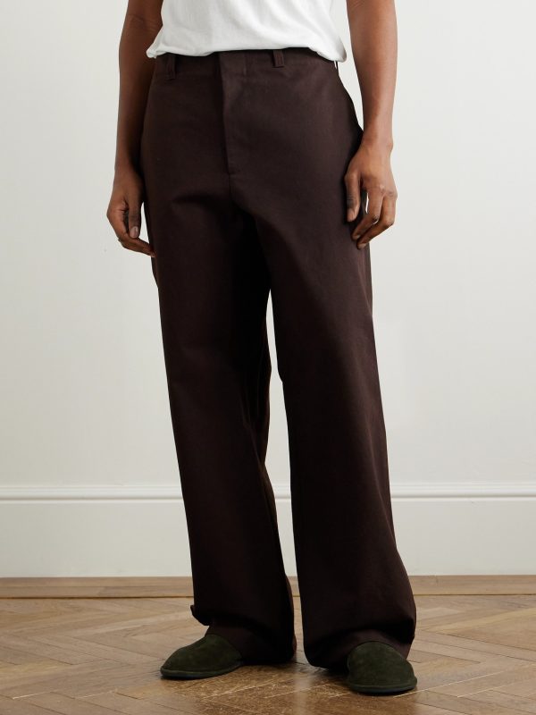 Wide-Leg Logo-Appliquéd Cotton-Canvas Trousers - FR