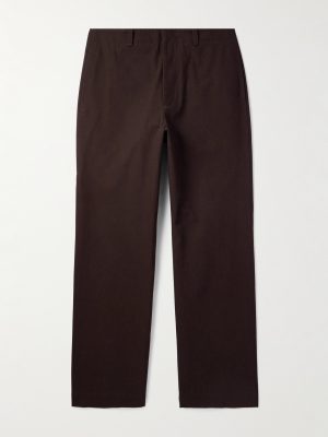 Wide-Leg Logo-Appliquéd Cotton-Canvas Trousers