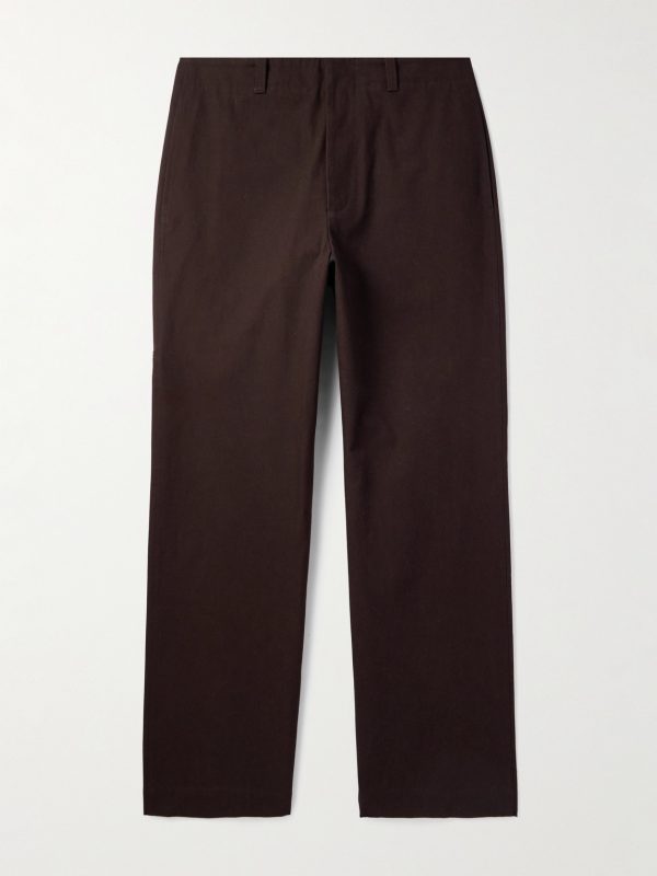 Wide-Leg Logo-Appliquéd Cotton-Canvas Trousers
