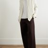 Wide-Leg Logo-Appliquéd Cotton-Canvas Trousers - OU