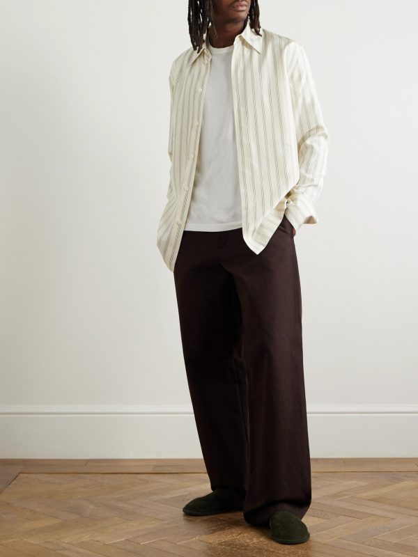 Wide-Leg Logo-Appliquéd Cotton-Canvas Trousers - OU