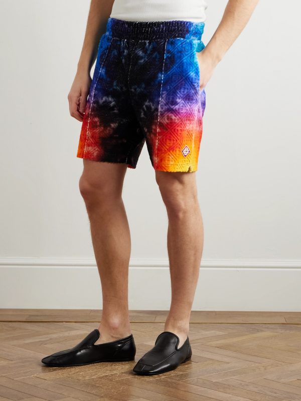 Straight-Leg Logo-Appliquéd Jacquard-Knit Cotton-Blend Terry Shorts - FR