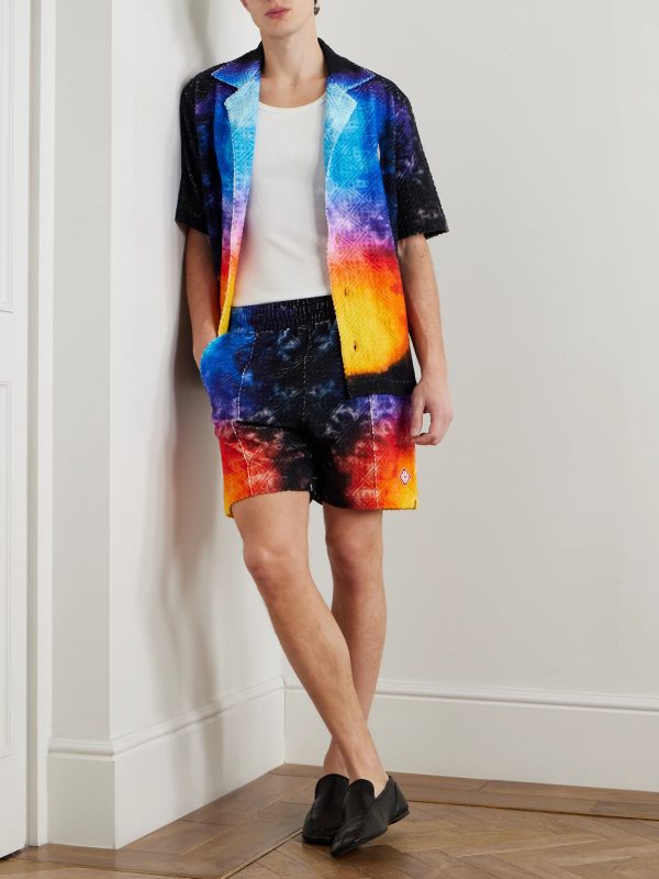 Straight-Leg Logo-Appliquéd Jacquard-Knit Cotton-Blend Terry Shorts - OU