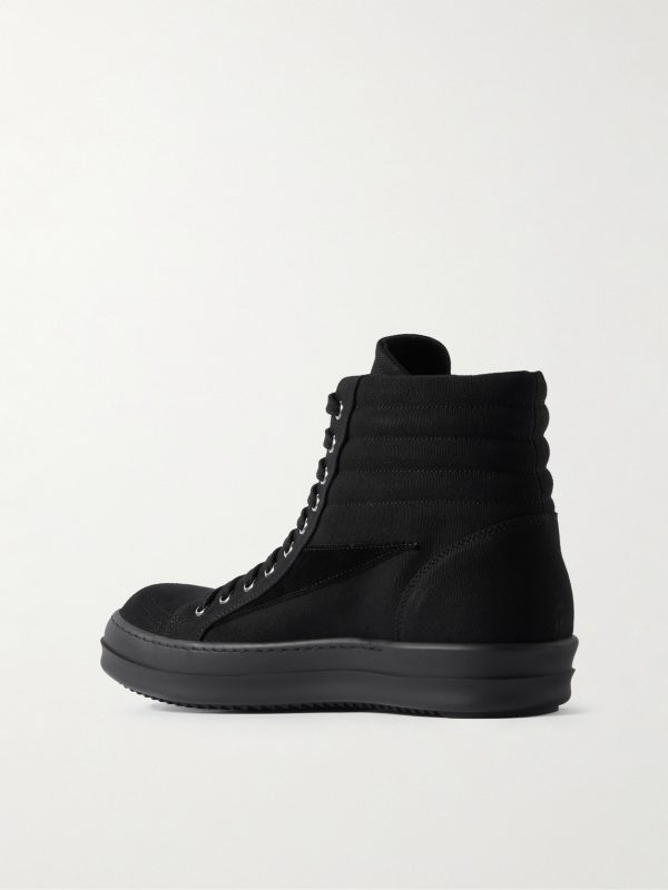 Vintage Suede-Trimmed Canvas High-Top Sneakers - BK Vintage Suede-Trimmed Canvas High-Top Sneakers - BK