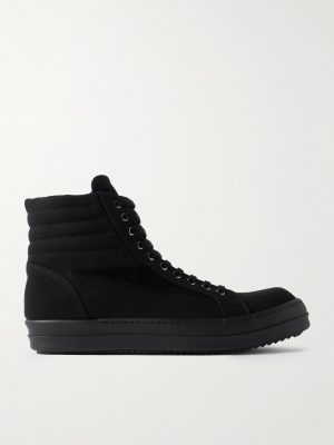 Vintage Suede-Trimmed Canvas High-Top Sneakers