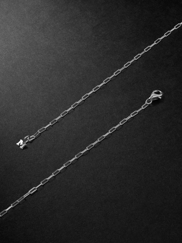 Lighter Holder Logo-Cutout Rhodium-Plated Pendant Necklace - BK
